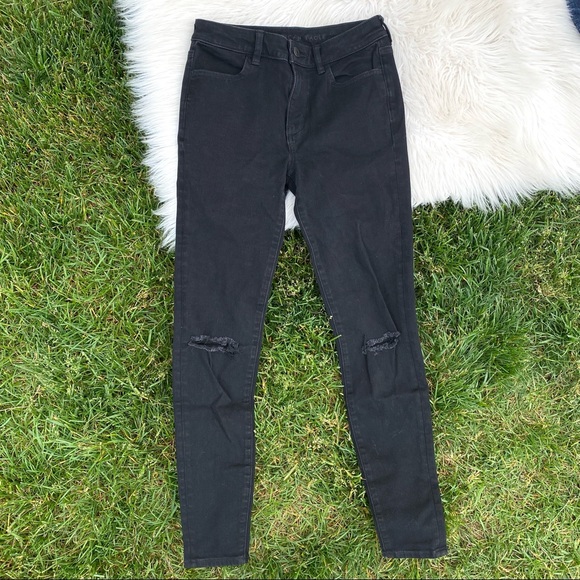 American Eagle black hi rise jeggings 4 long - Picture 1 of 7
